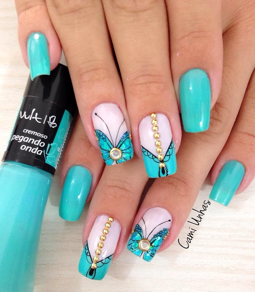 Дизайн ногтей бирюзовый