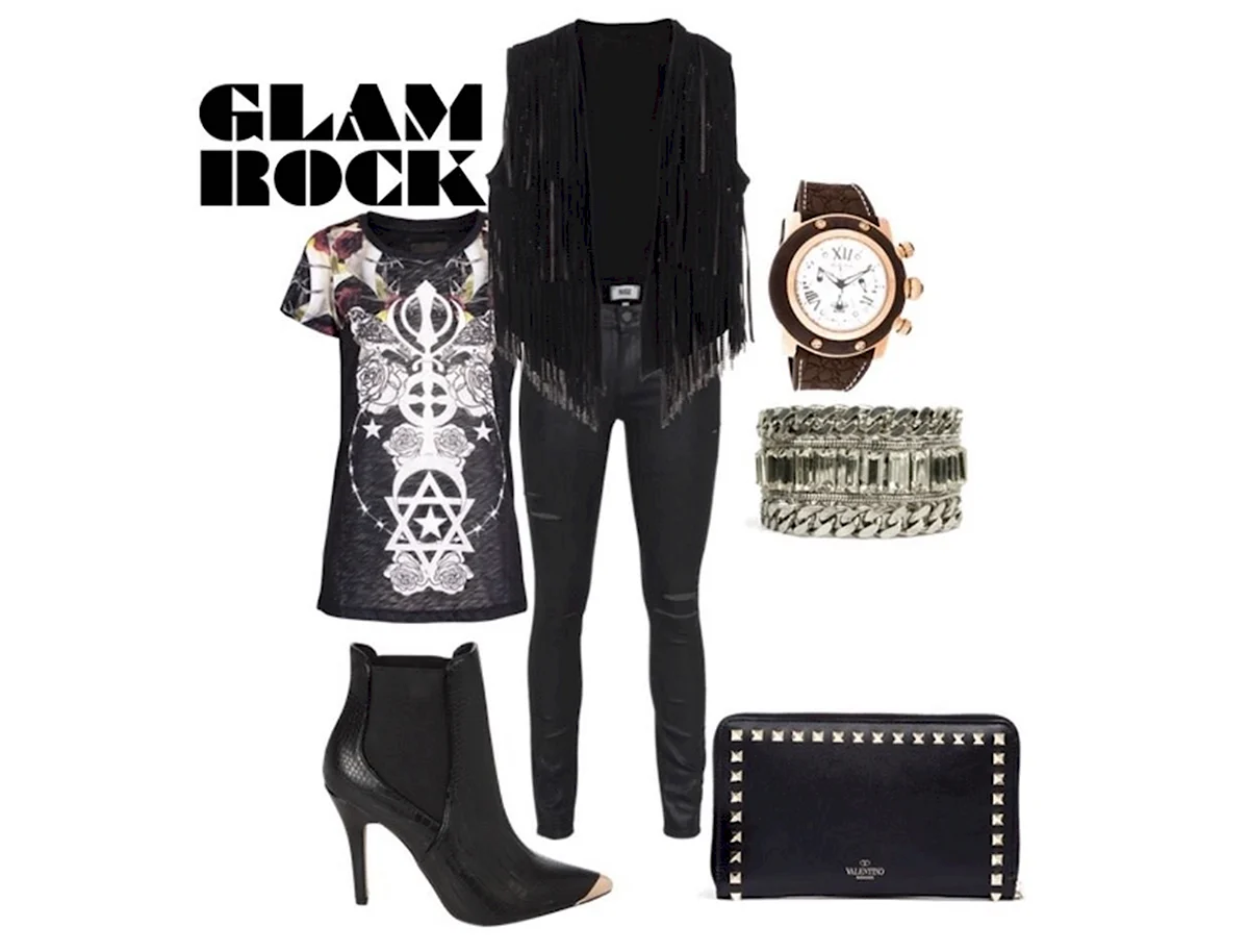 Глэм-рок стиль в одежде женщины