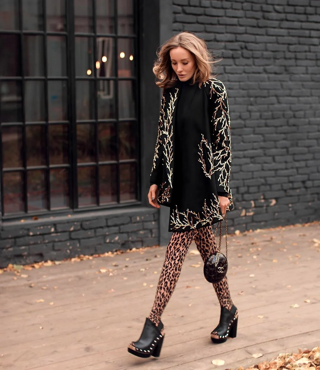 Леопардовые колготки стрит стайл