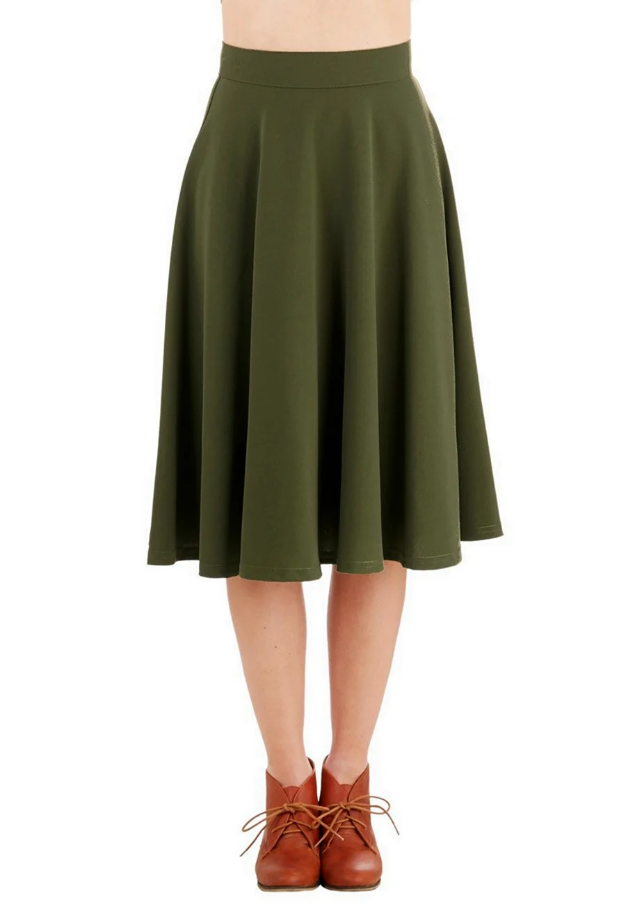 Оливковая пышная юбка