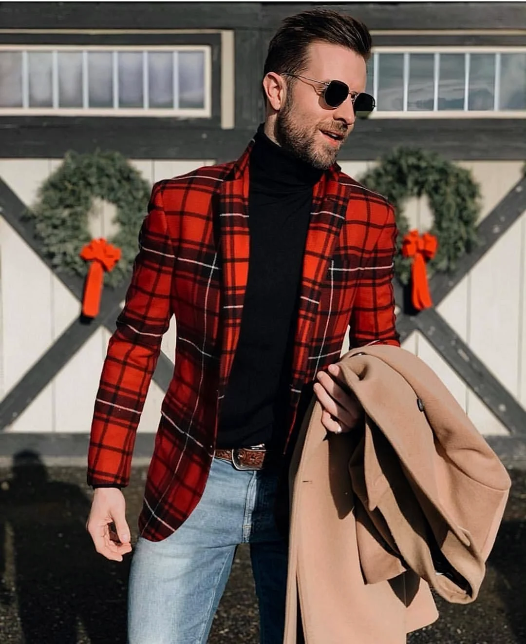 Клетчатая рубашка с водолазкой