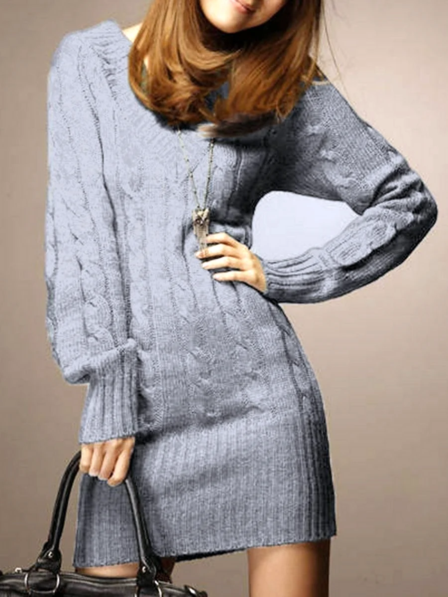 Шерстяное платье с длинным рукавом