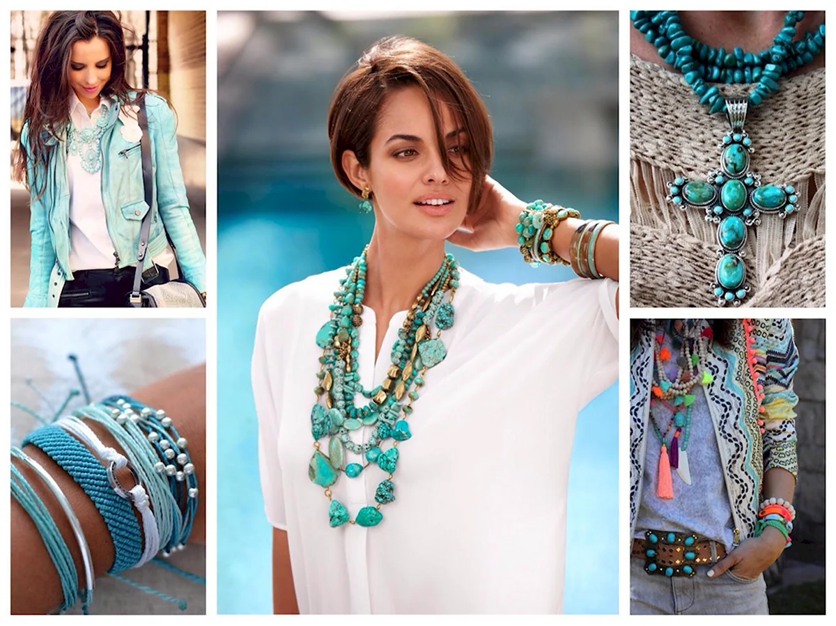 Украшение под бирюзовое платье