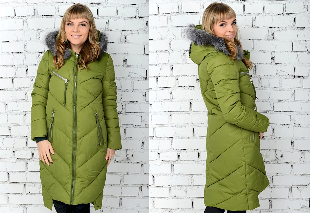 Пуховик фисташкового цвета