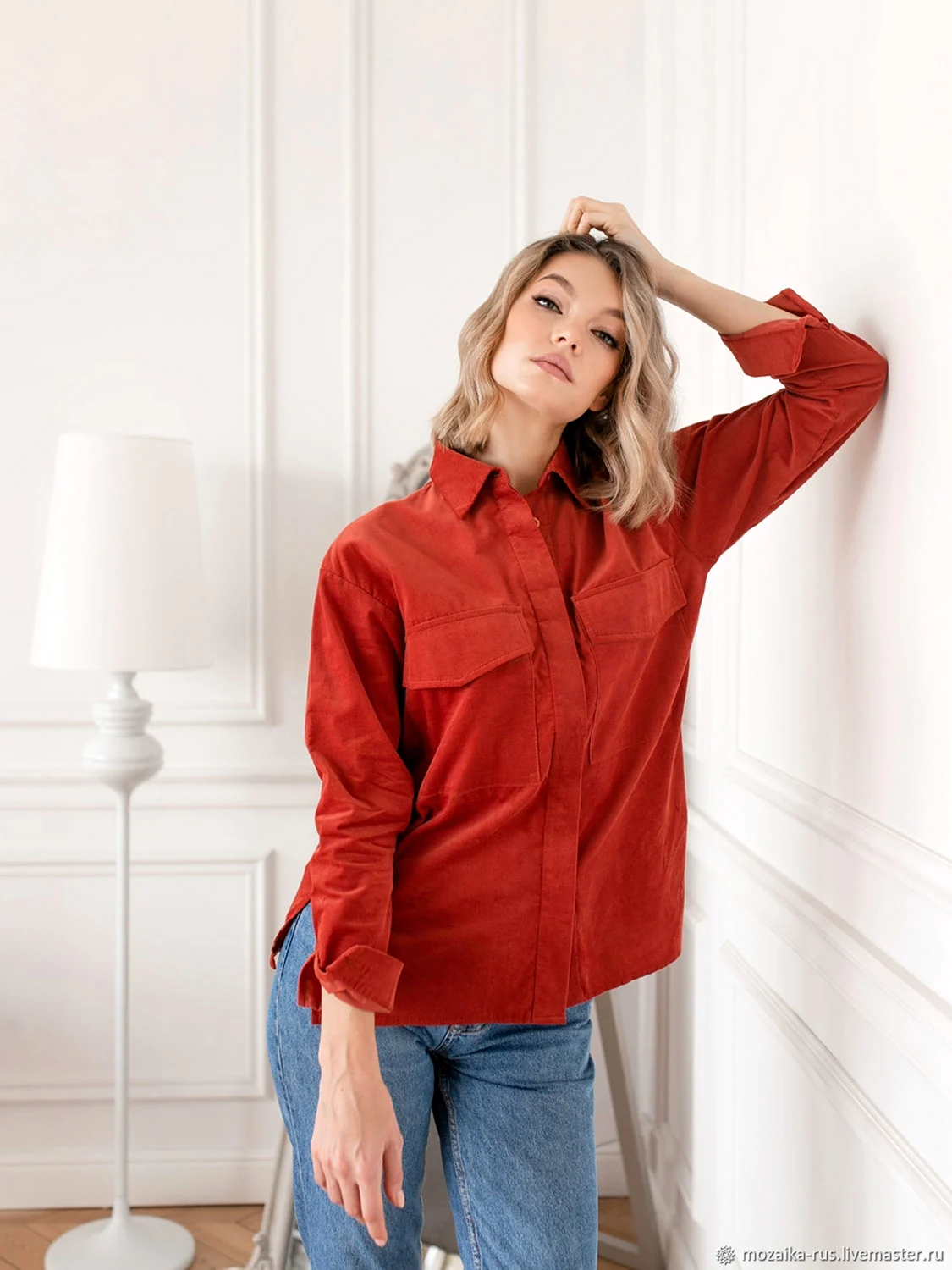 Вельветовая рубашка женская оверсайз