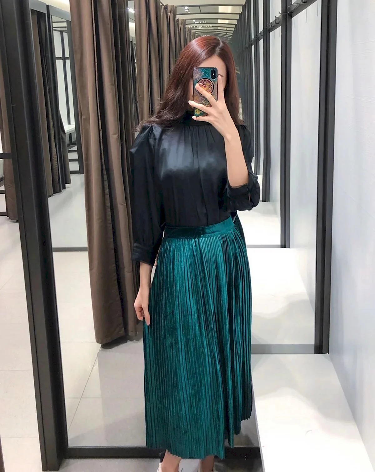 Зеленая юбка плиссе Зара