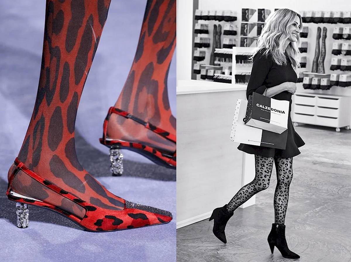 Лук с леопардовыми колготками