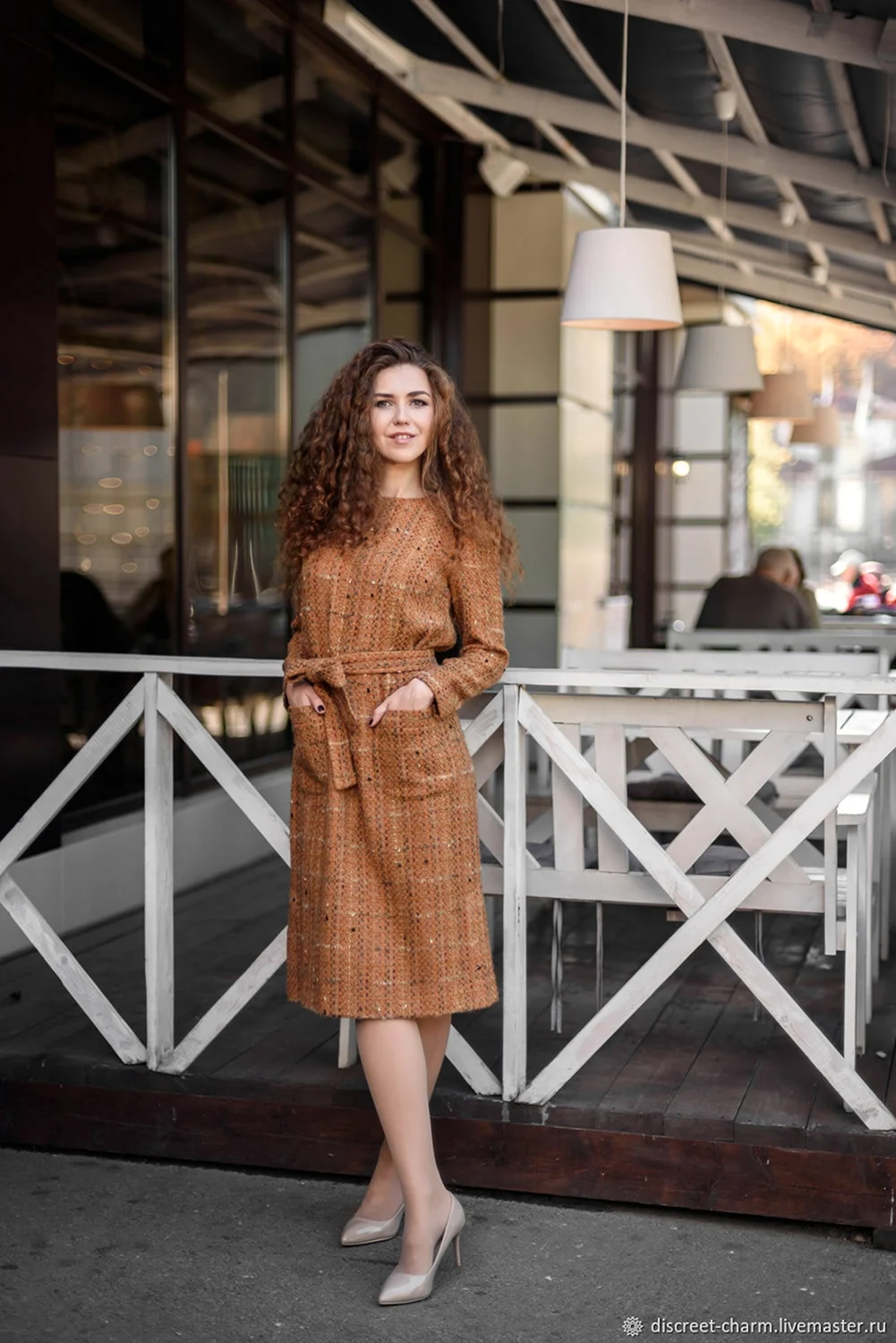 Платье на девочку с длинным рукавом горчичное