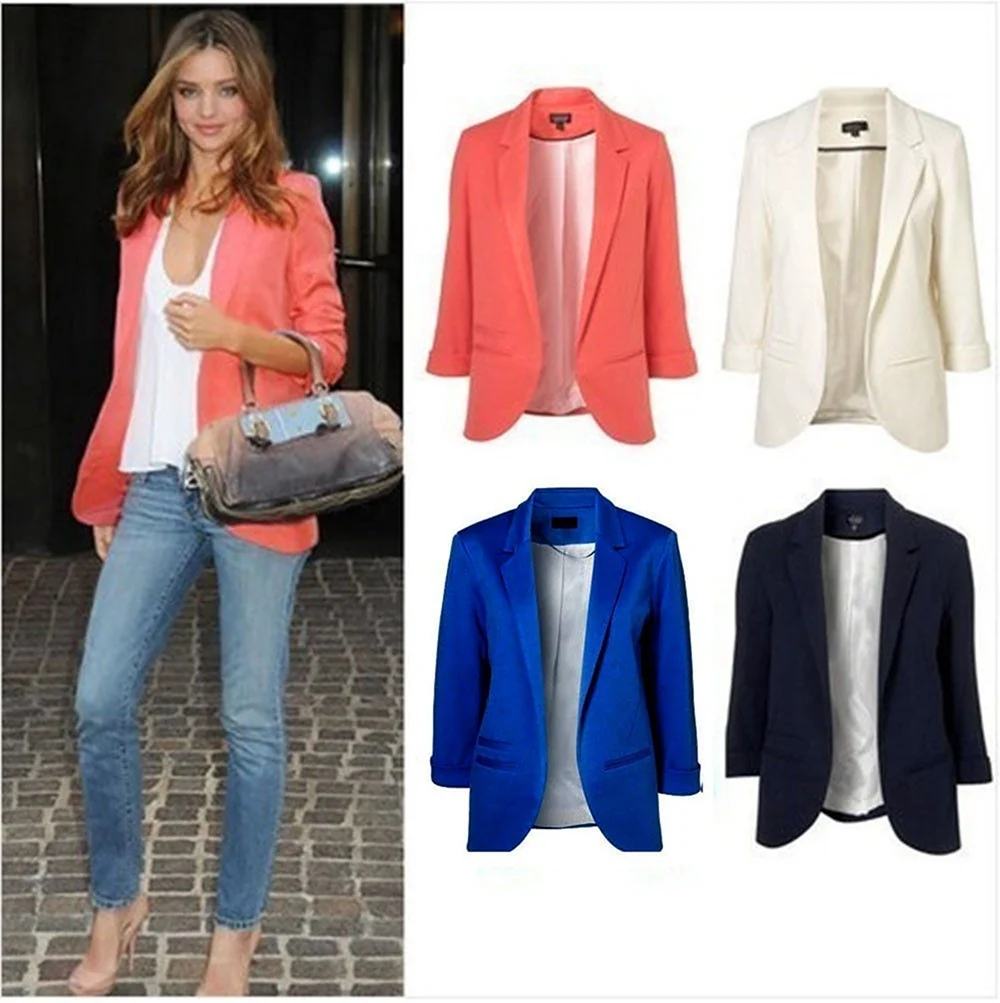 Голубой пиджак женский в стиле Кэжуал