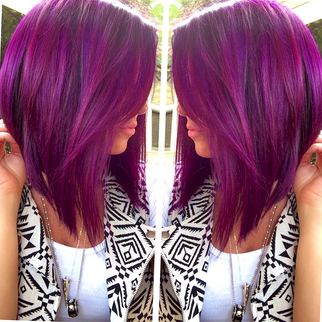 Цветной балаяж на каре Боб