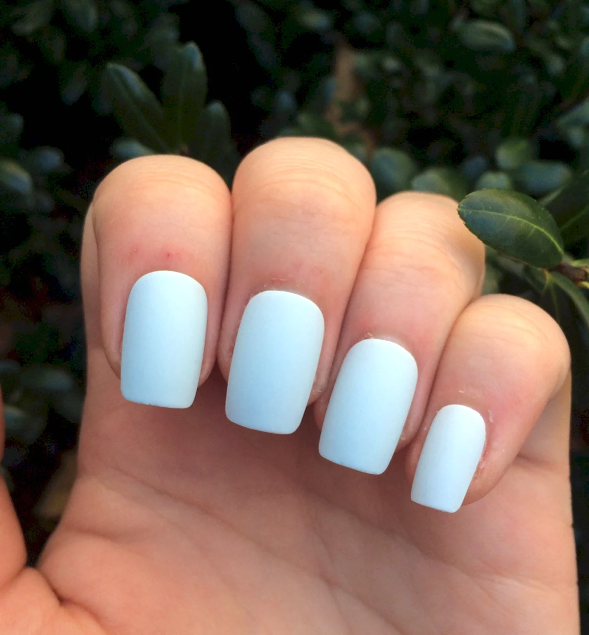 Голубой матовый маникюр на короткие ногти