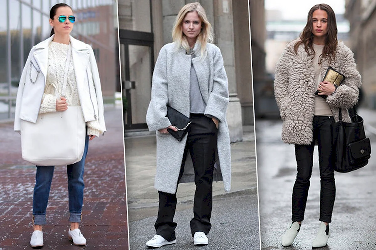 Белые ботинки образы зимой