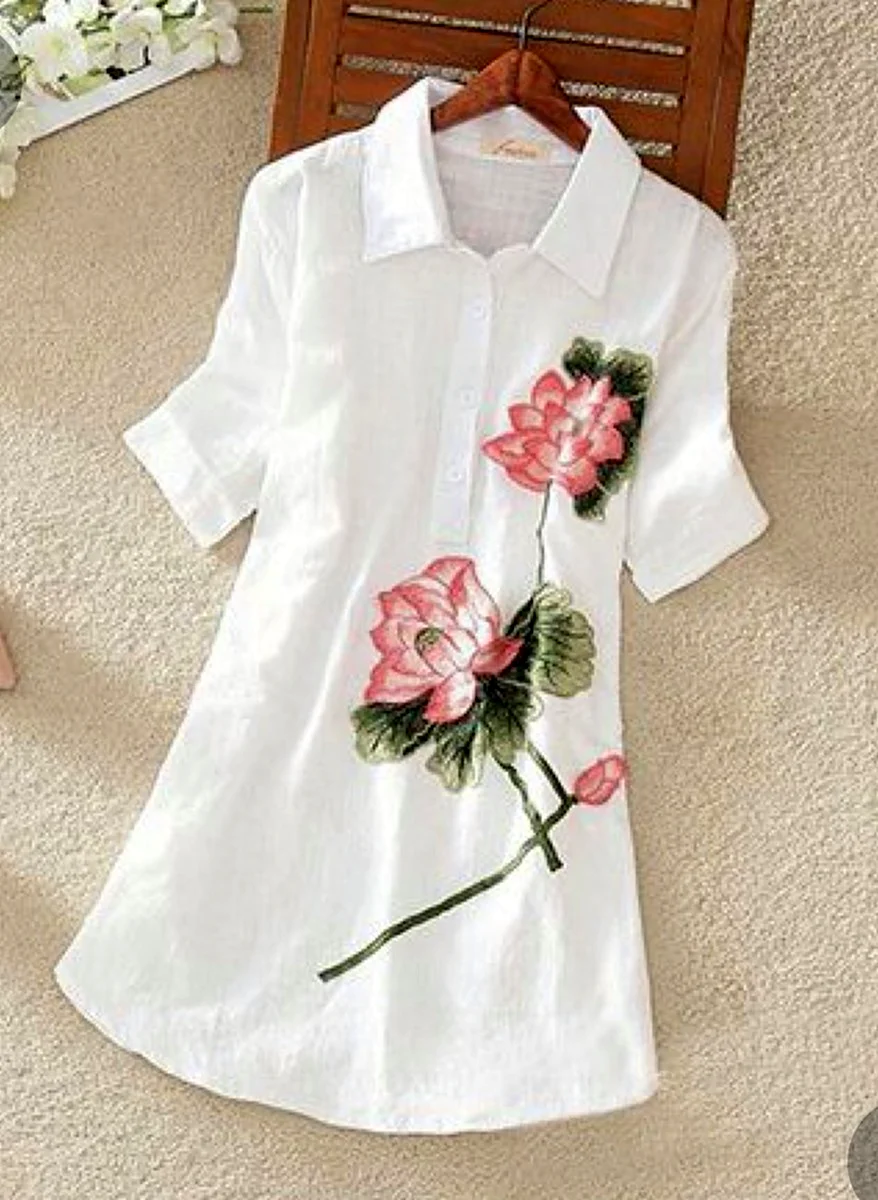 Белое льняное платье рубашка