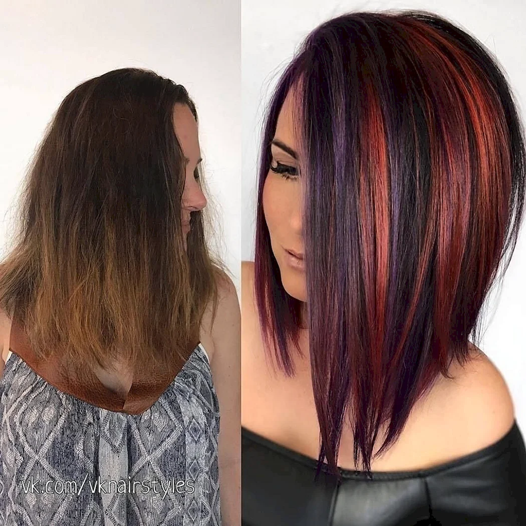 Окрашивание на удлиненное каре