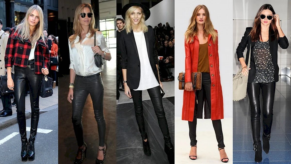 Стиль с кожаными лосинами