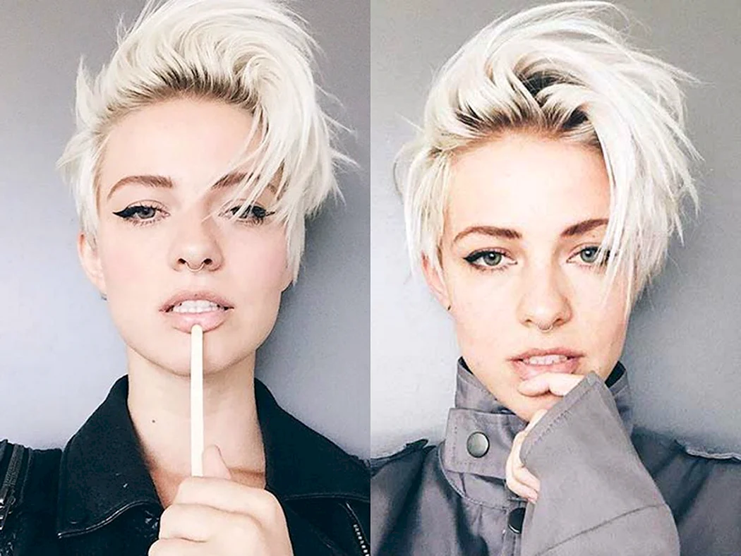 Холодный блонд на короткие волосы Пикси