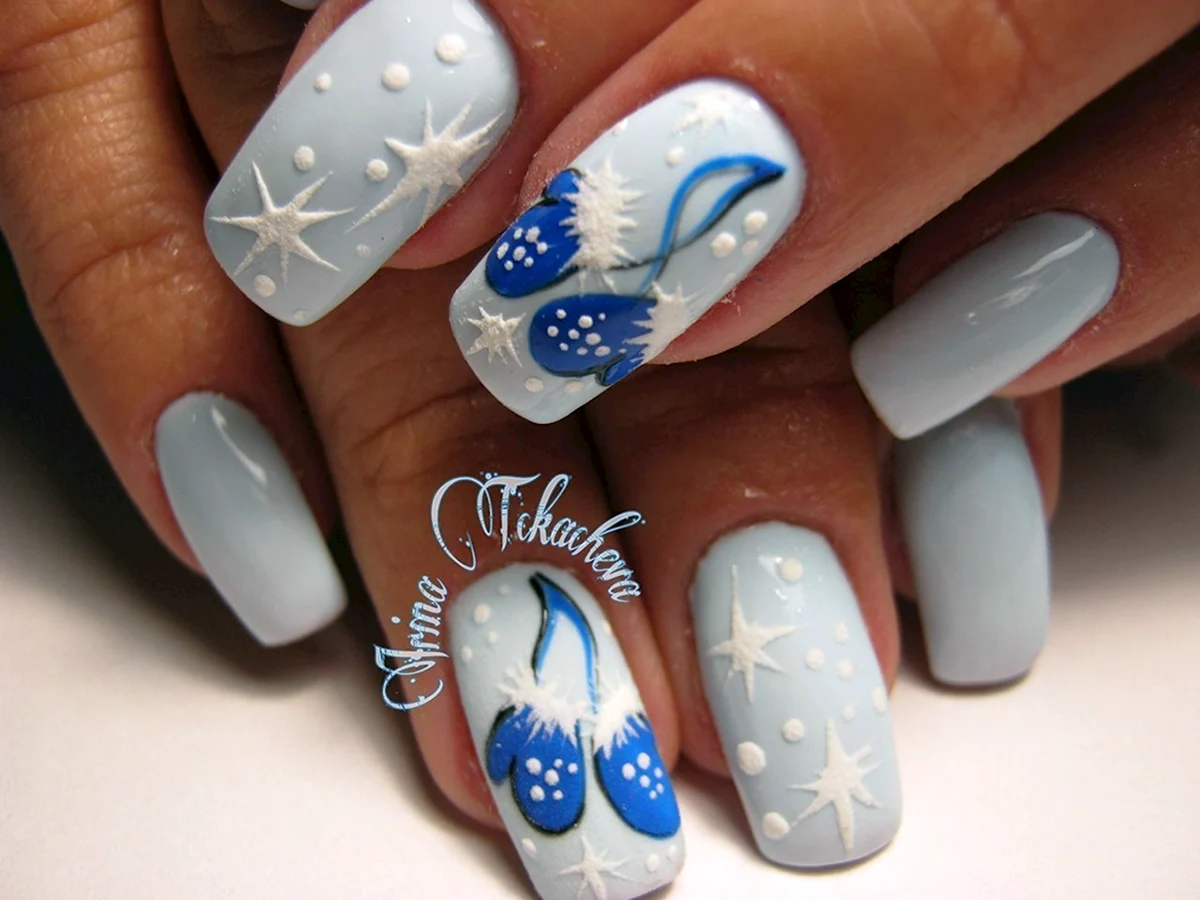 Ногти на новый год с рукавичками