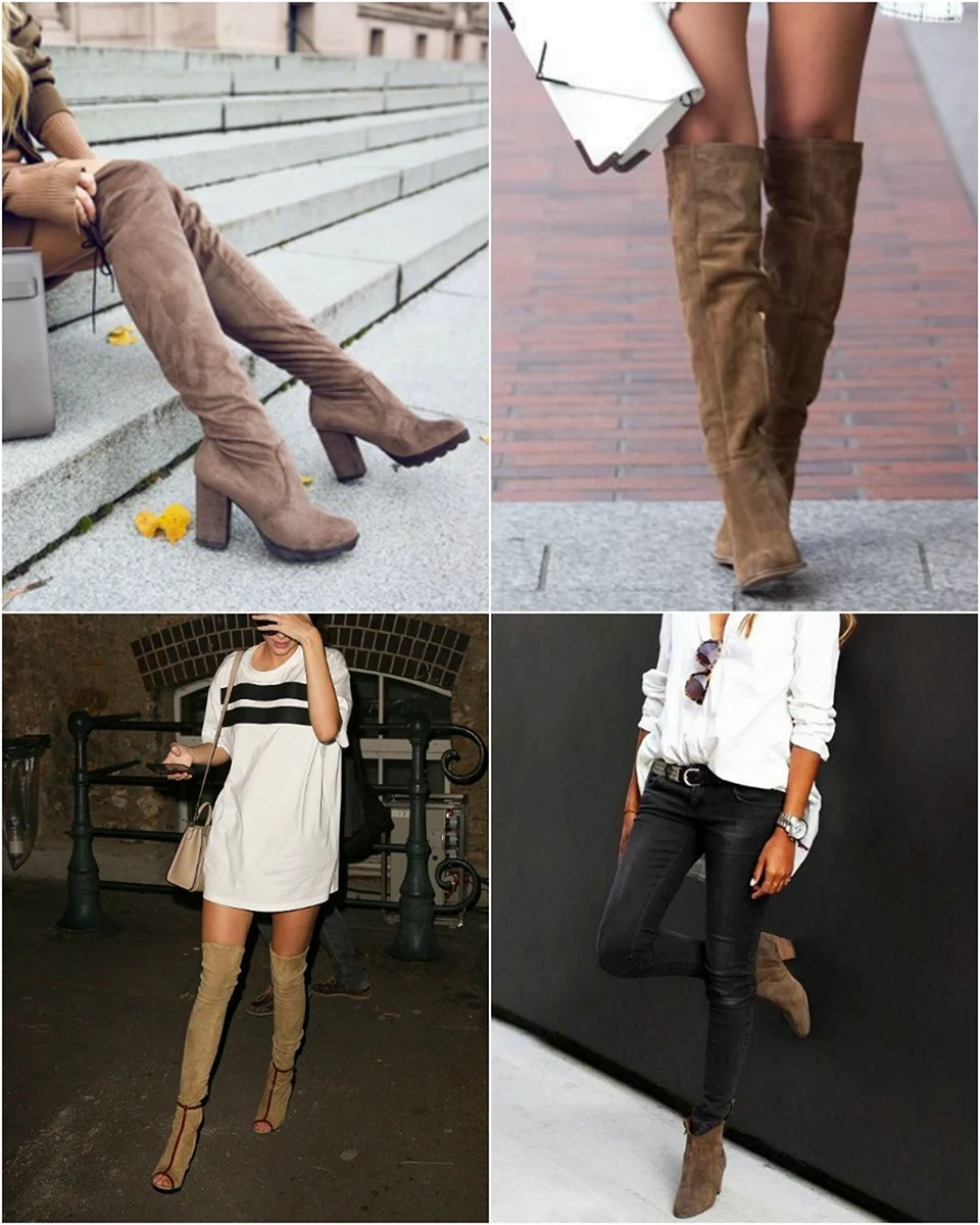 Бежевые замшевые сапоги Луки