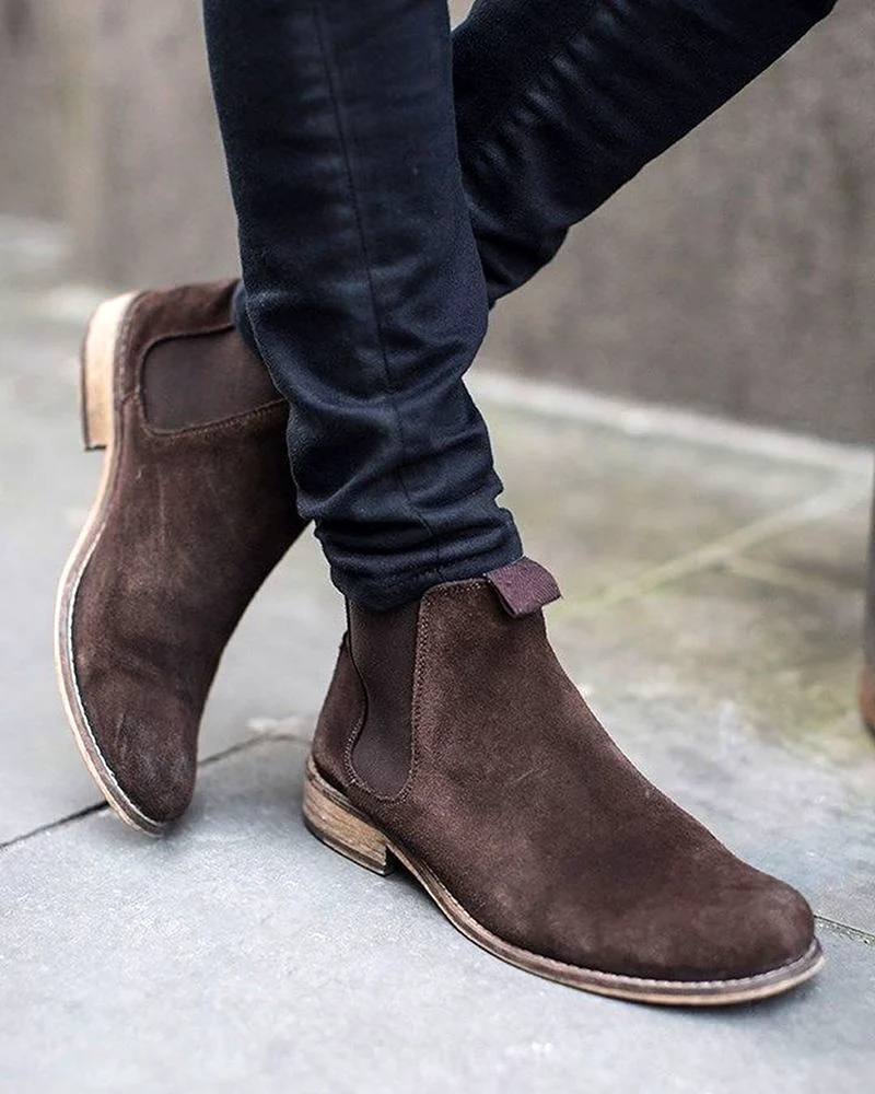 Мужские зимние ботинки Челси замшевые