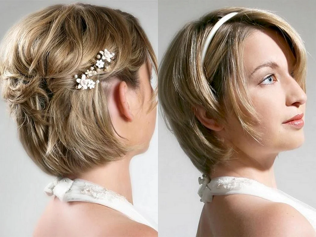Свадебная прическа на каре