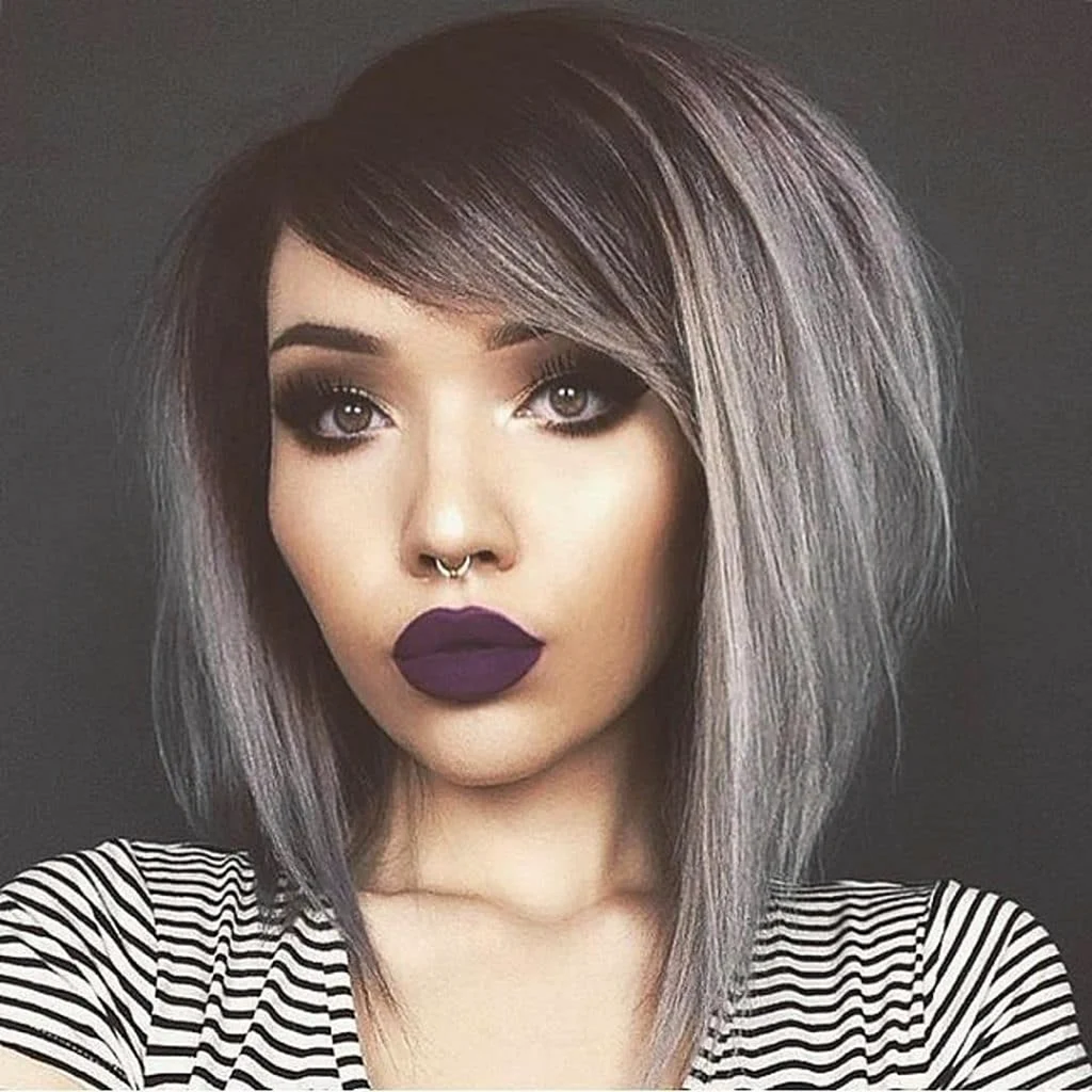 Пепельное омбре на каре