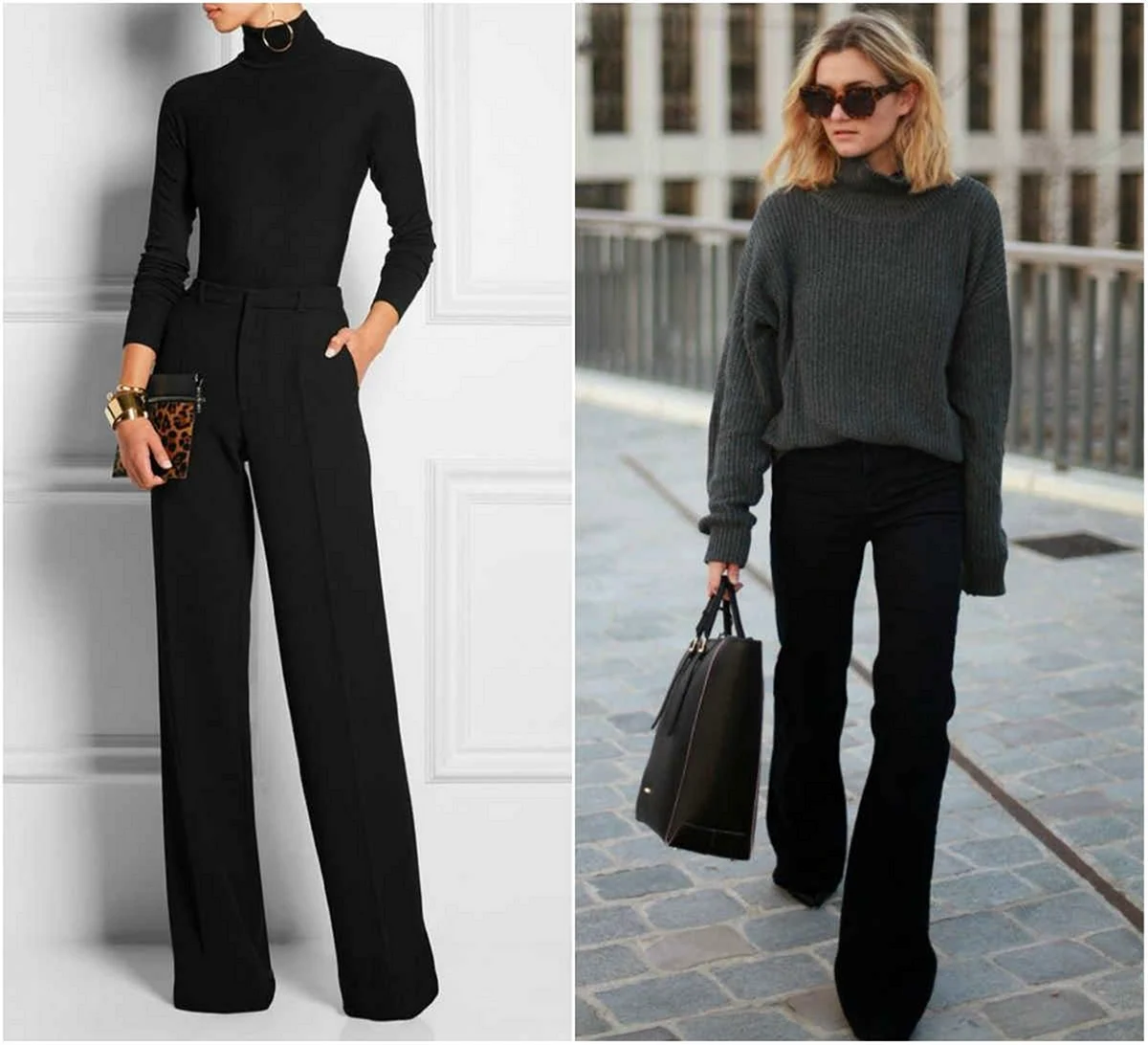 Брюки тренд 2022 женские черные клеш