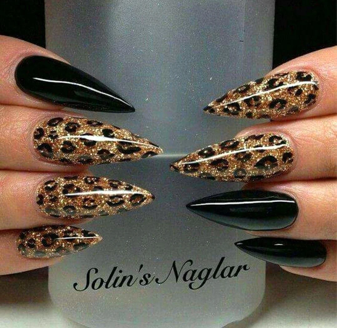 Леопардовый маникюр на длинные ногти
