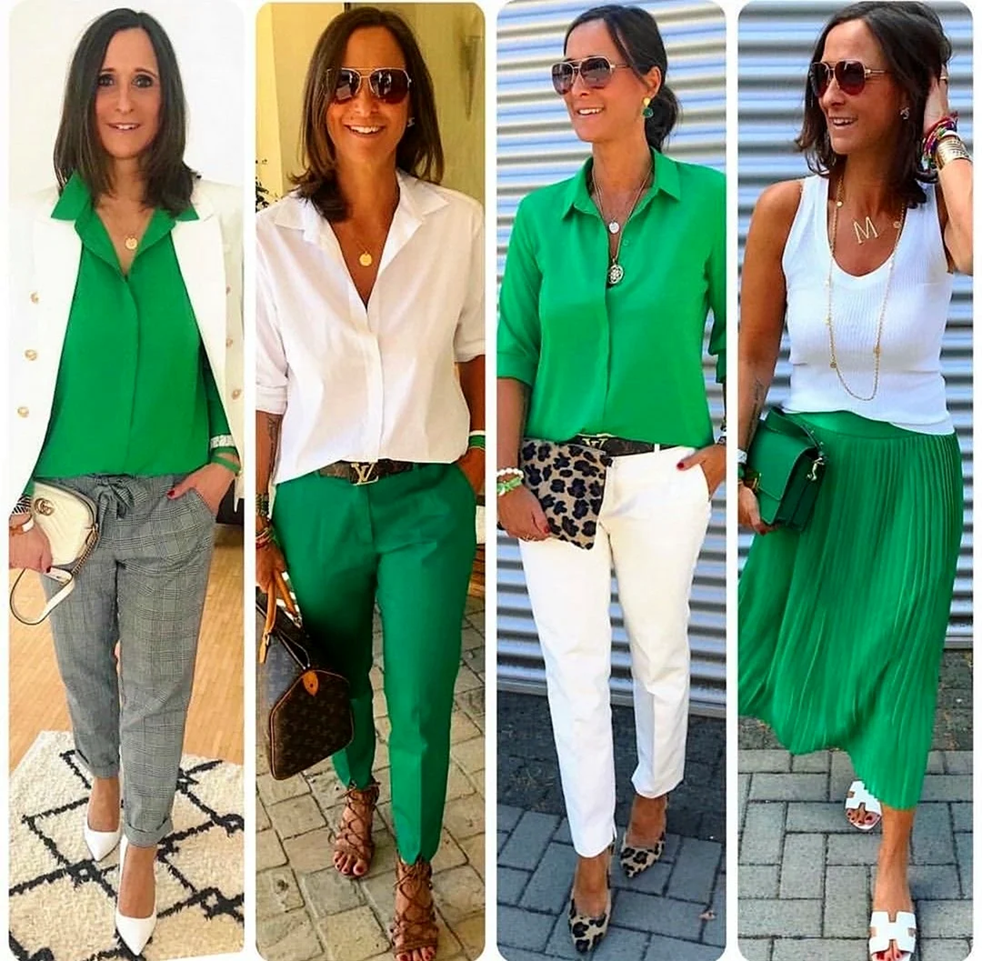 Образ с зелеными брюками