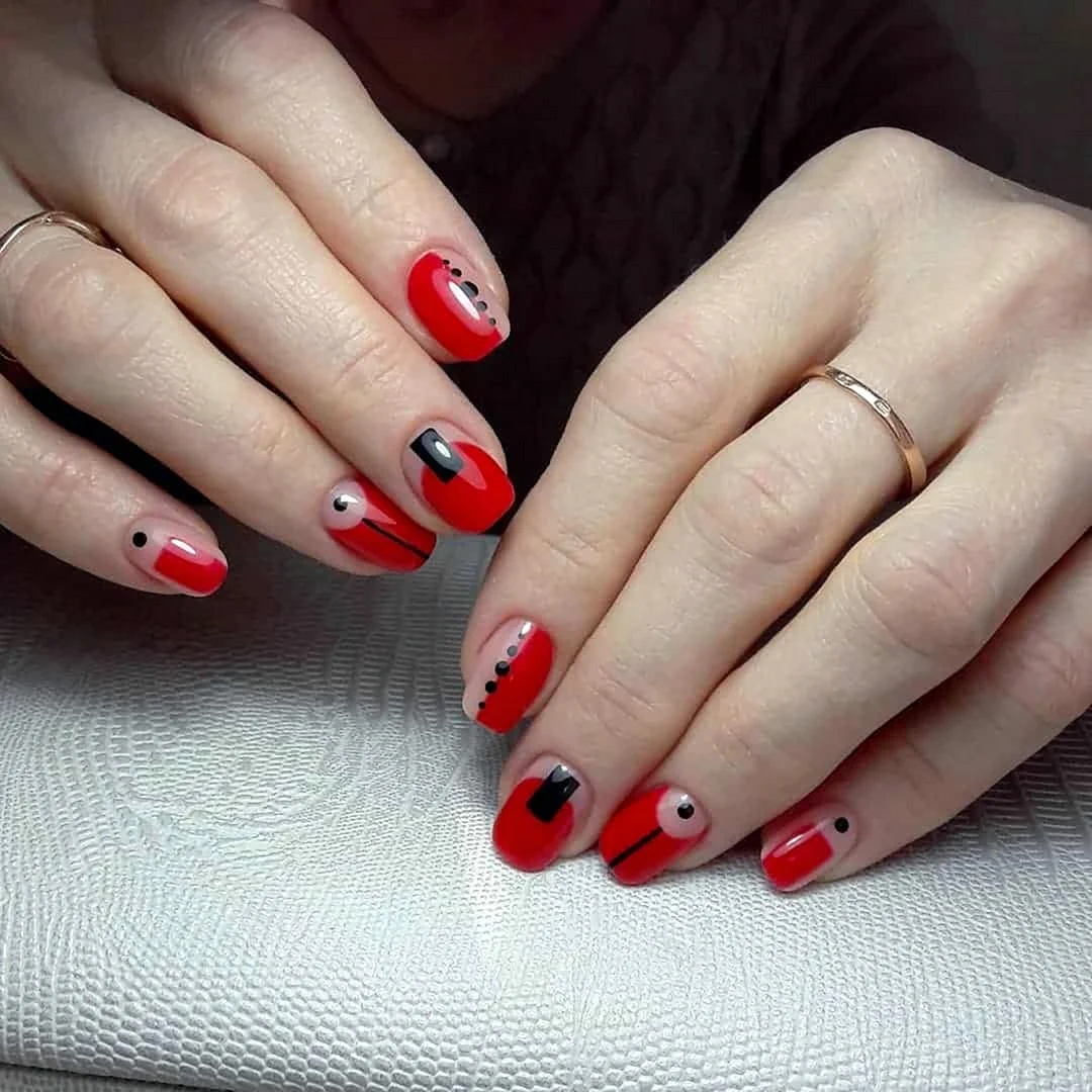 Ногти шеллак красные