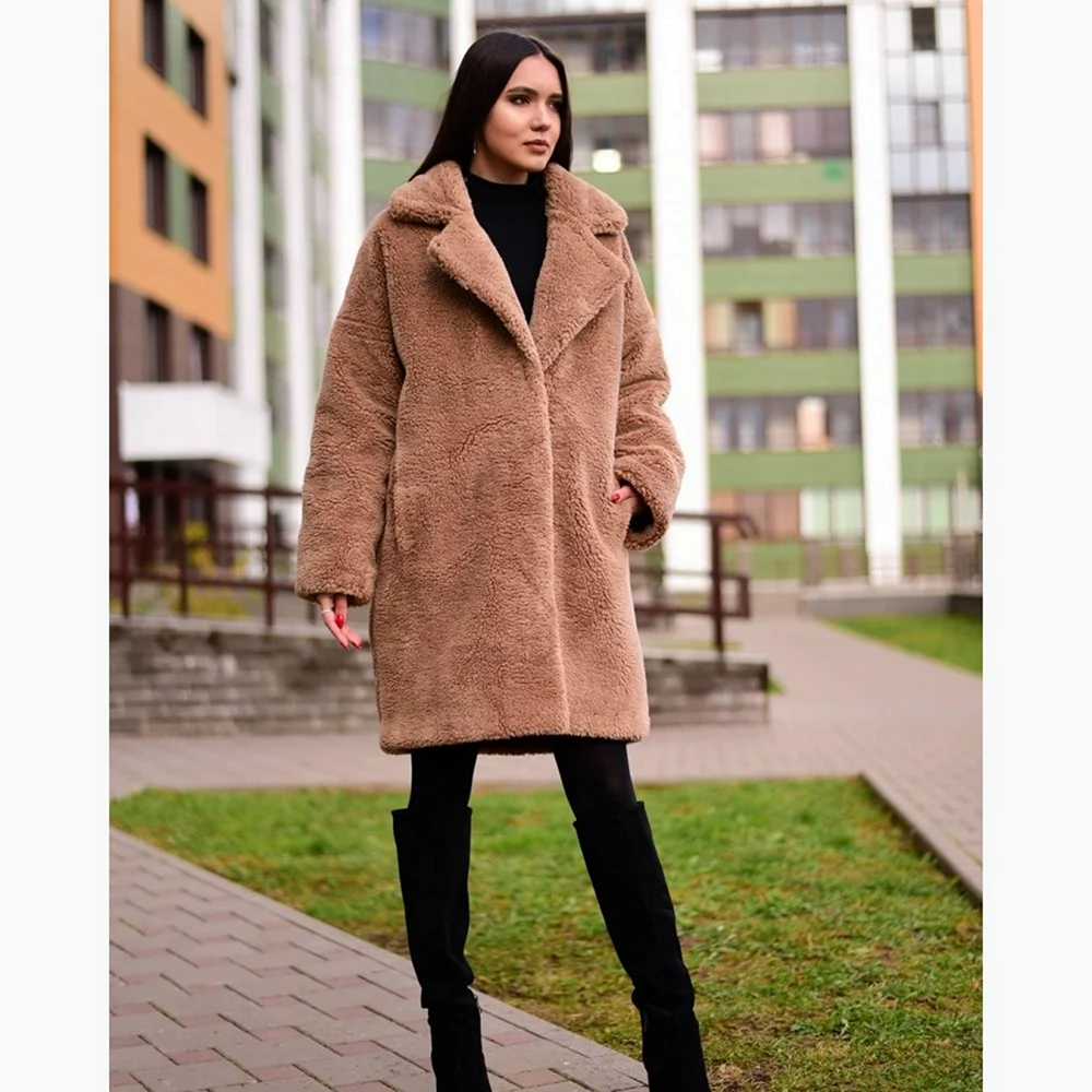 Пальто эко мех Чебурашка