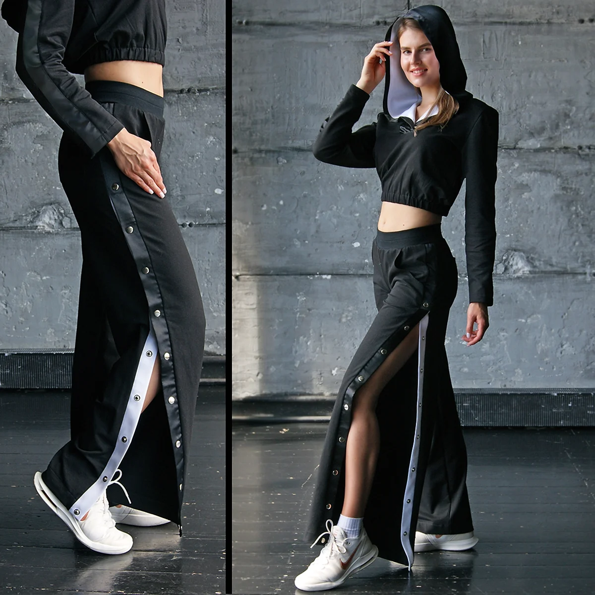 Спортивный костюм с широкими штанами женский