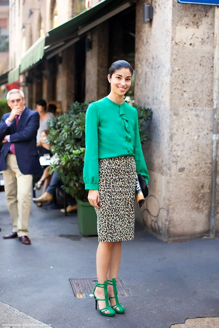 Образ с зелеными туфлями