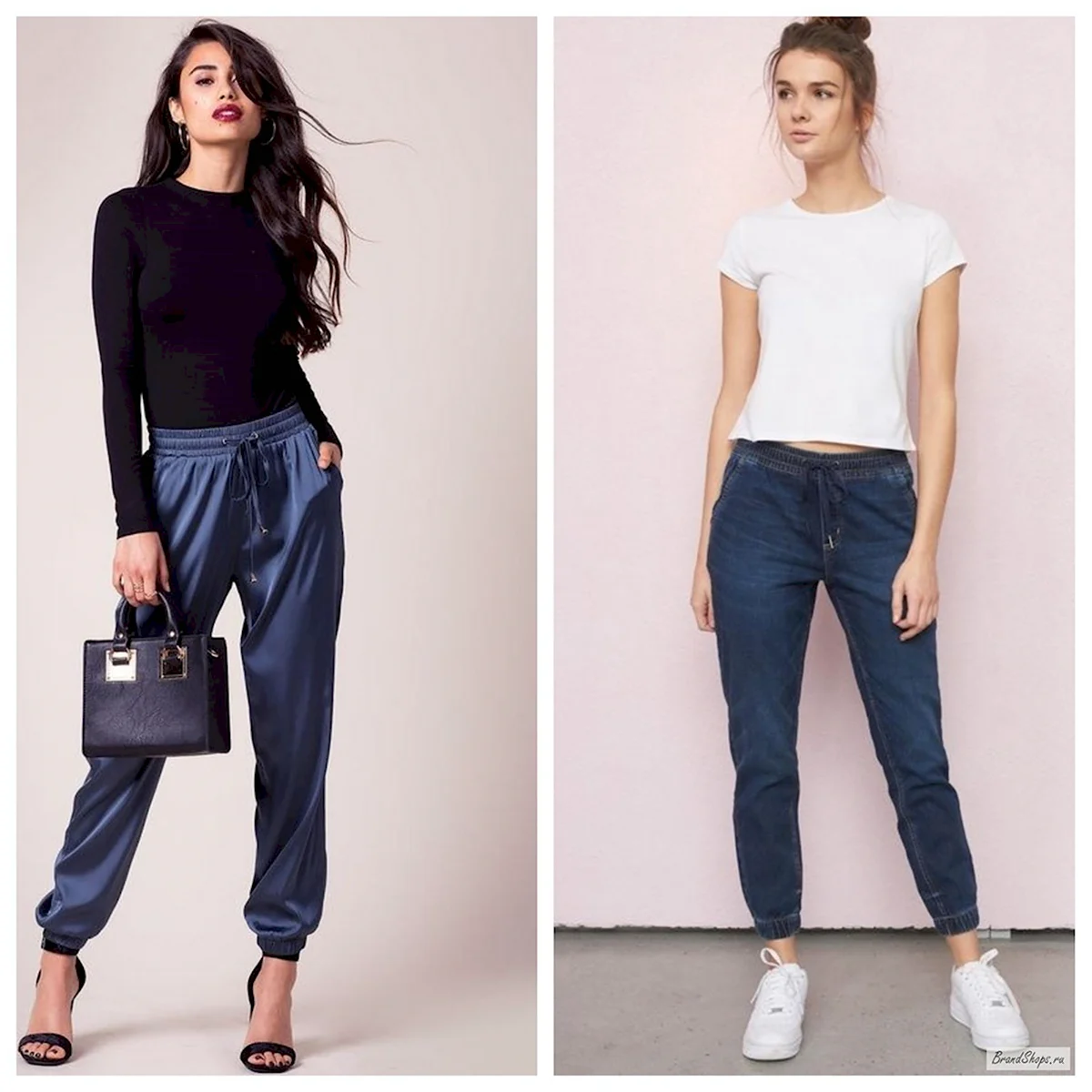 Женские образ с синими джоггерами
