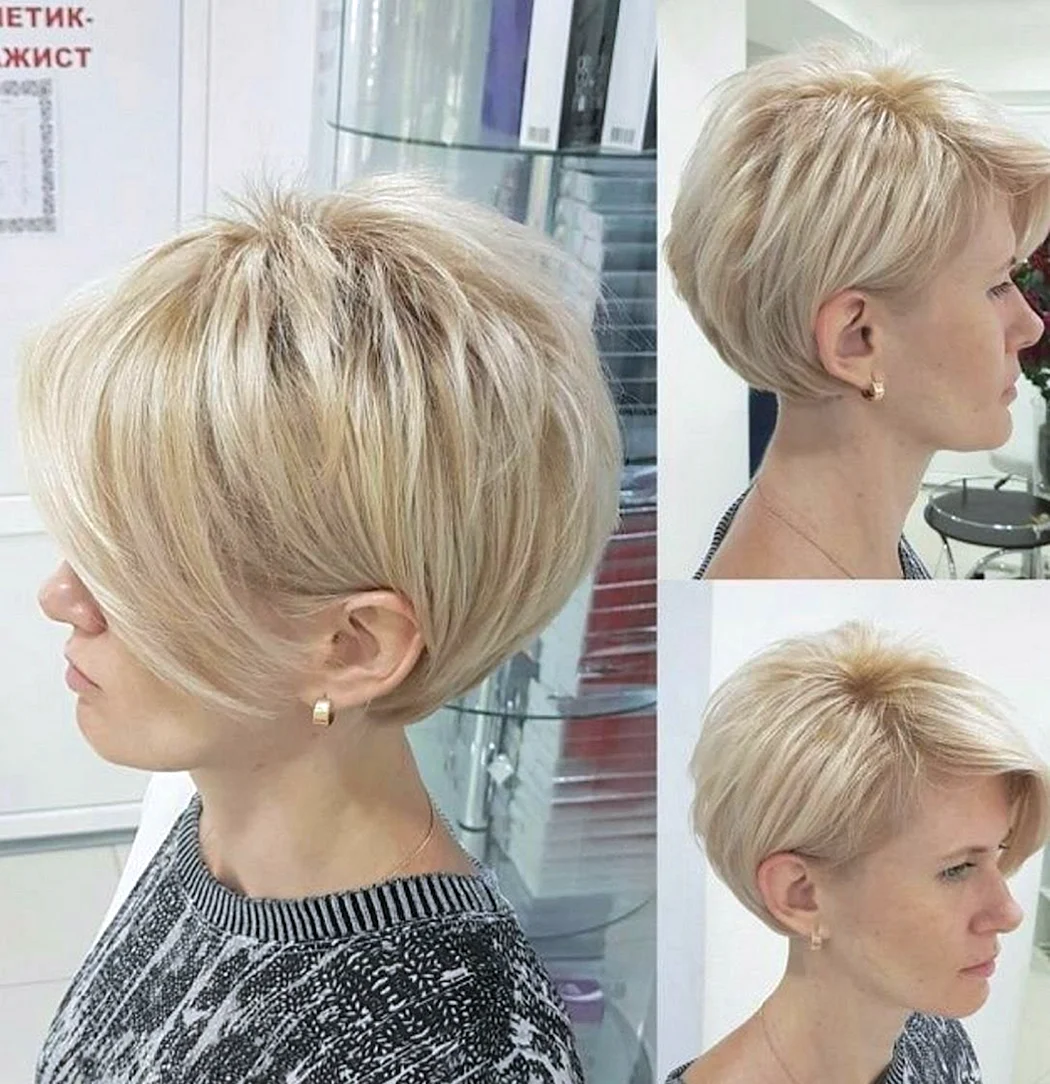 Стрижка Боб каре Пикси на средние волосы