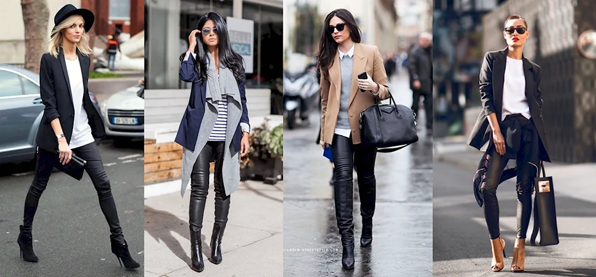 Лук с кожаными леггинсами