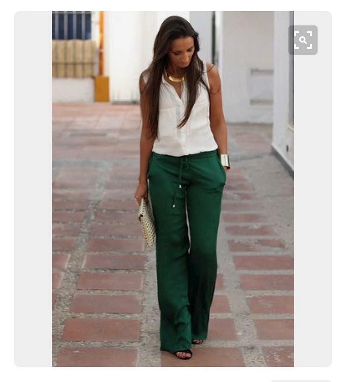 Образ с широкими льняными штанами