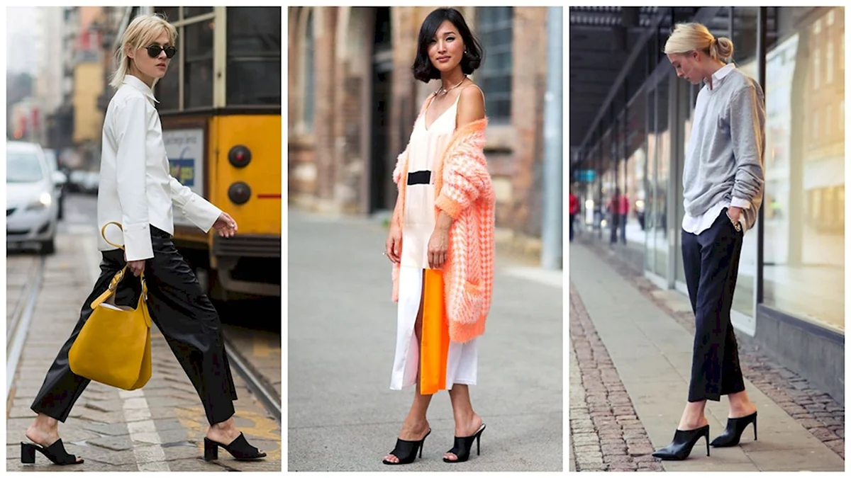 Желтые мюли с чем носить