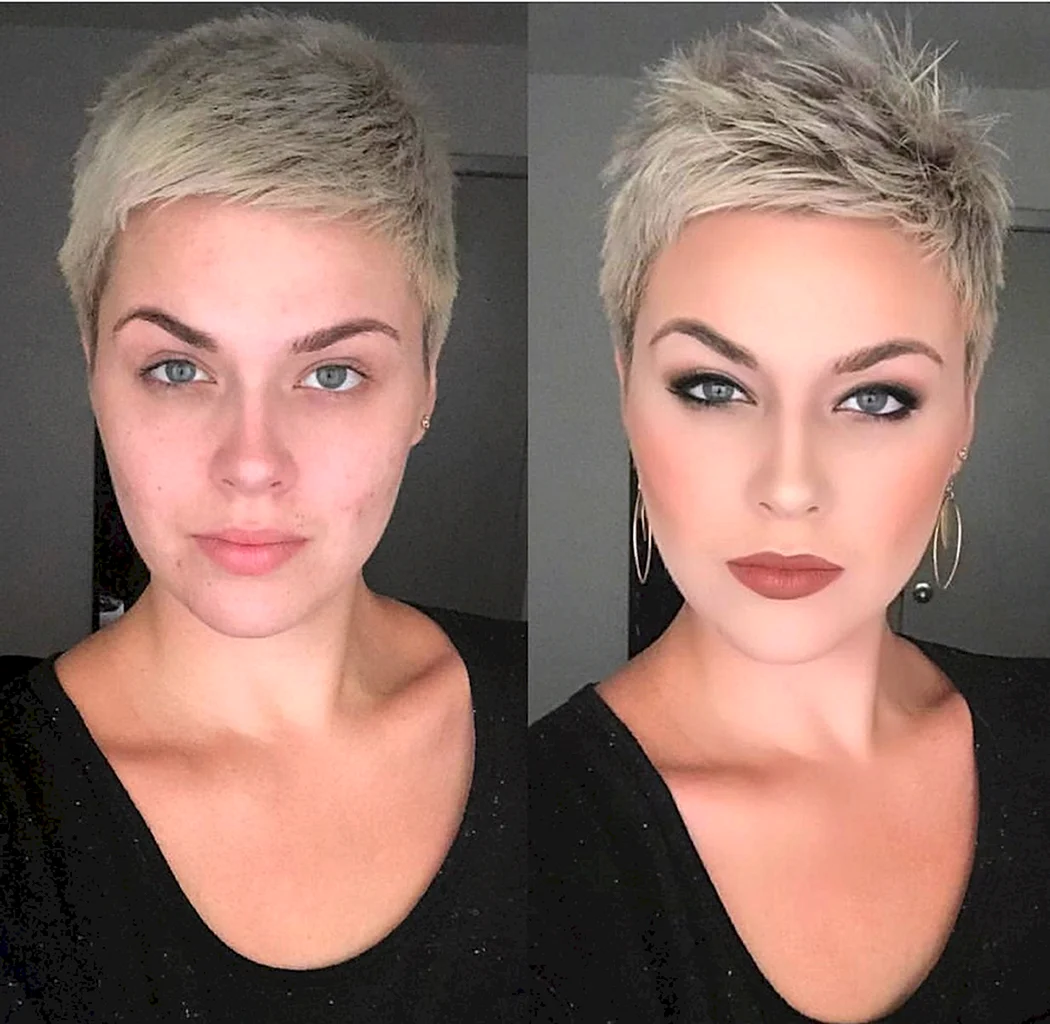 Женская стрижка Пикси до и после