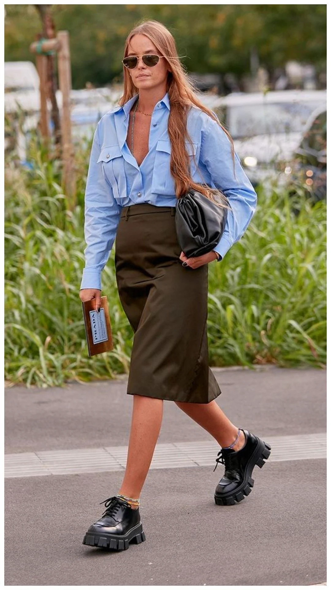 Street Style ботинки Прада 2020