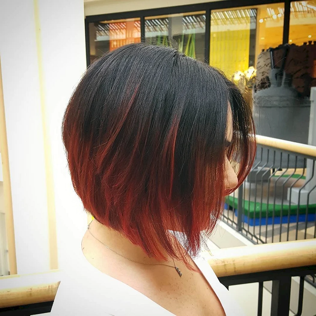 Омбре на темные волосы Боб каре