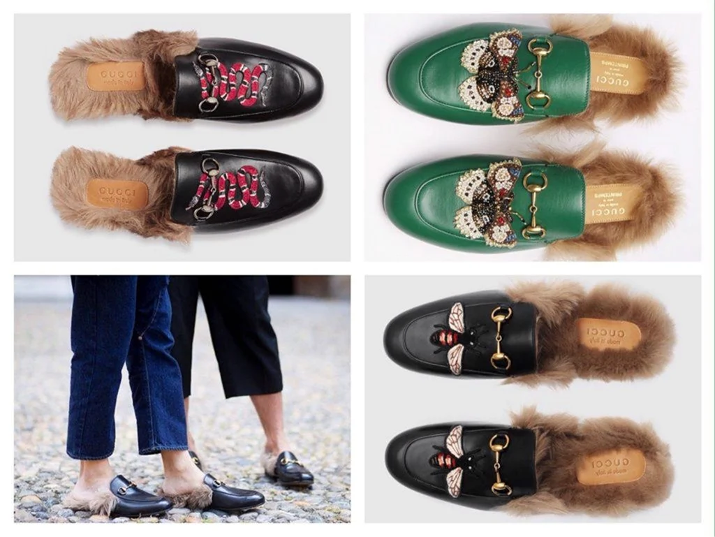 Мюли гуччи с мехом