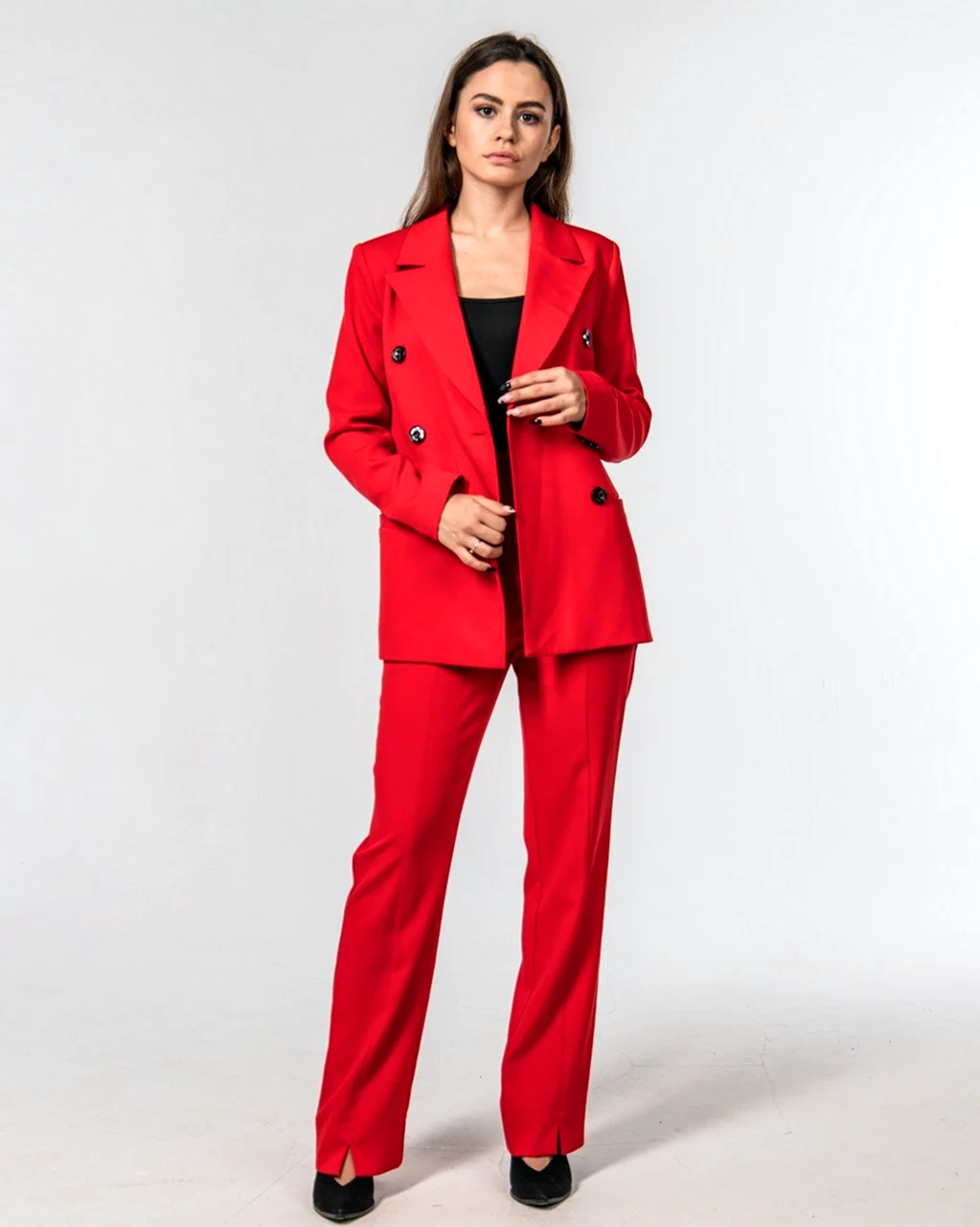 Pierre Balmain красный брючный костюм
