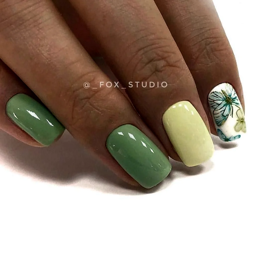 Маникюр в оливковых тонах