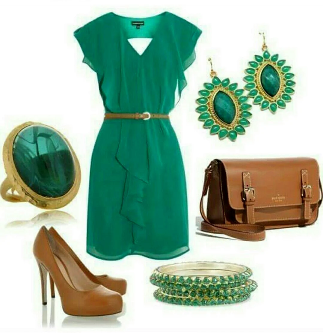 Бижутерия к зеленому платью