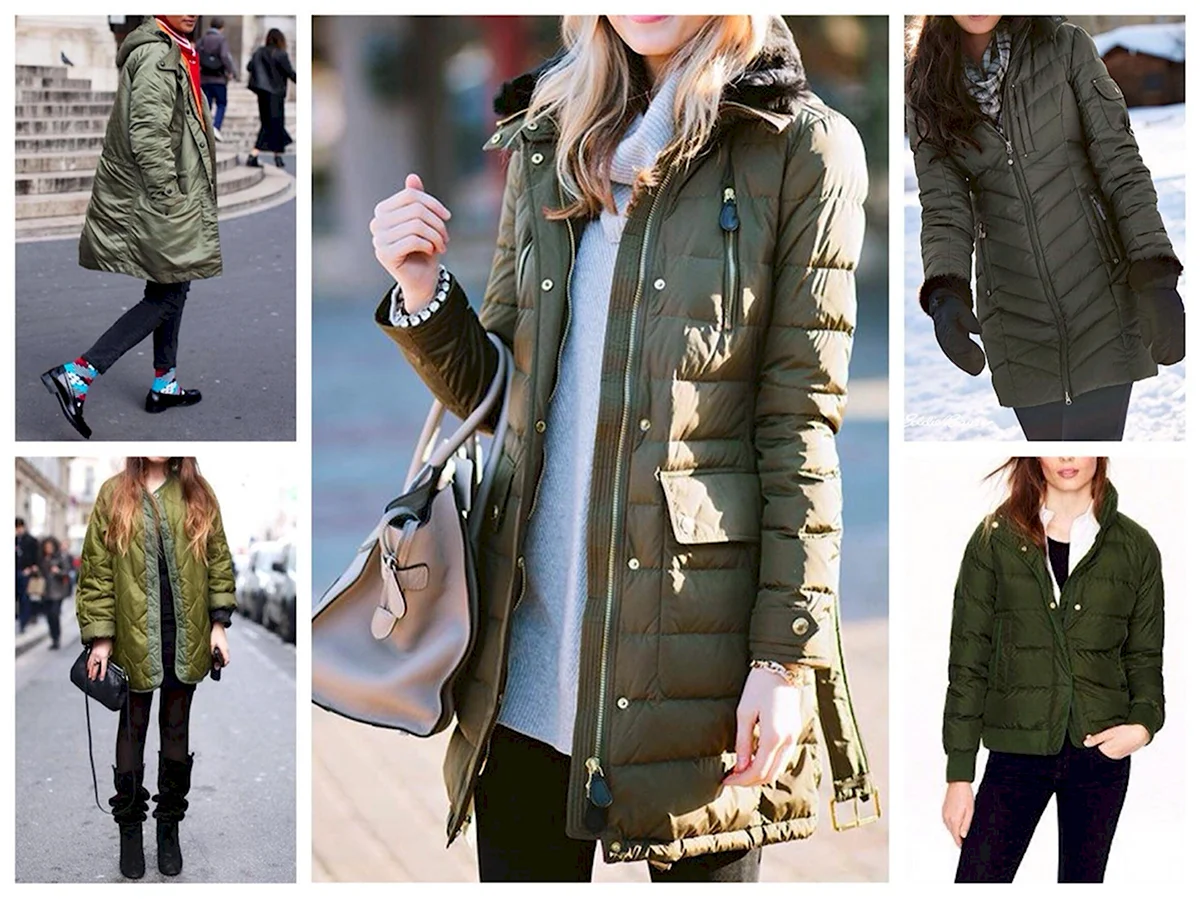 Короткая куртка хаки сочетание