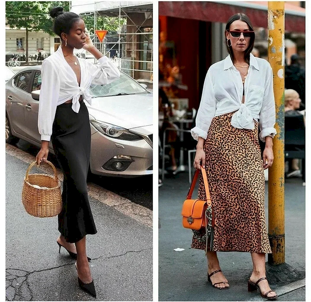 Белая рубашка поверх платья