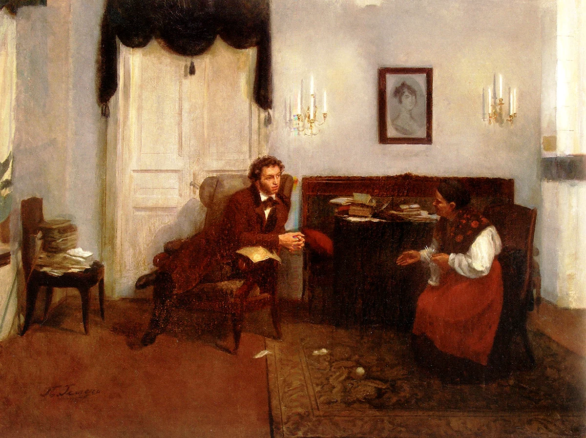 Пушкин и няня Арина Родионовна в Михайловском