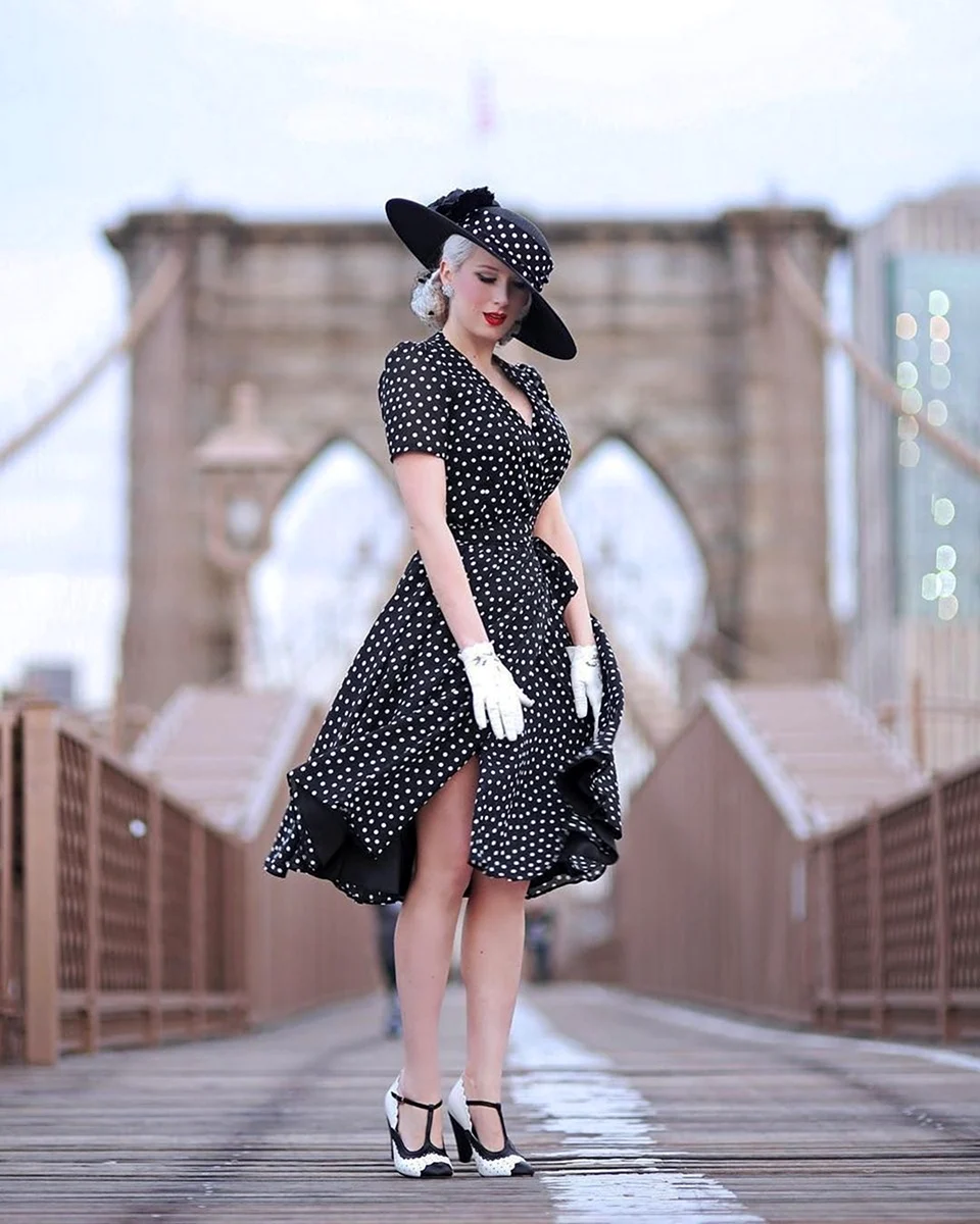 Ретро стиль платье шляпа