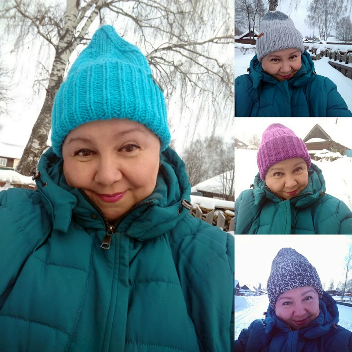 Шапка под бирюзовую куртку девочке