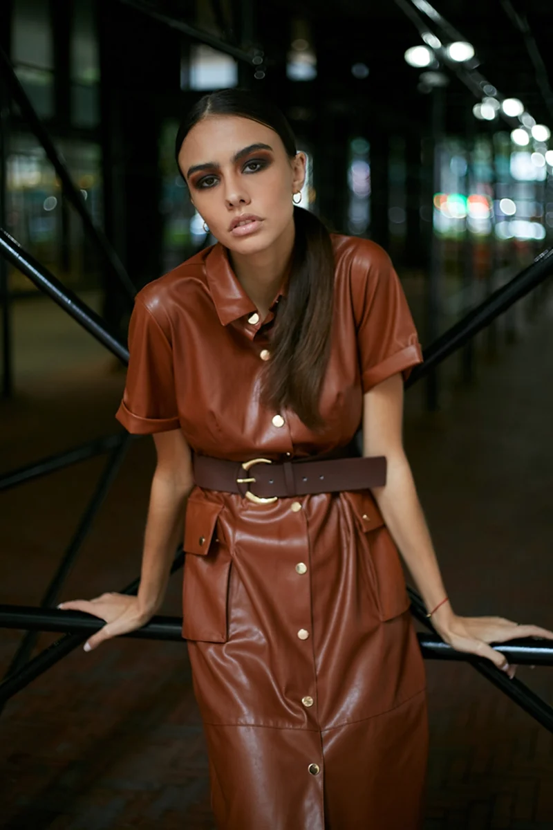 Платье Зара экокожа